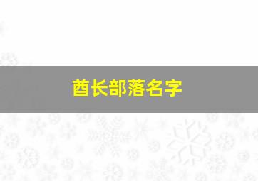 酋长部落名字