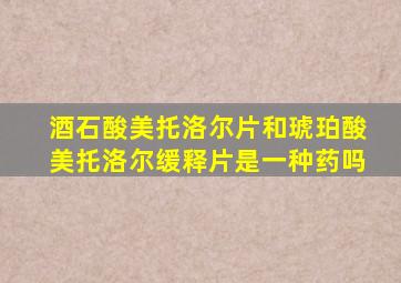 酒石酸美托洛尔片和琥珀酸美托洛尔缓释片是一种药吗