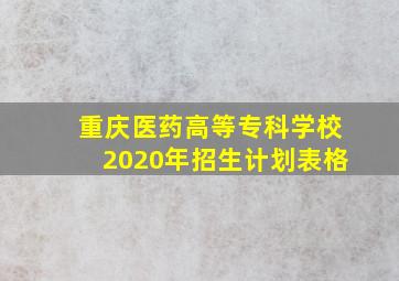 重庆医药高等专科学校2020年招生计划表格