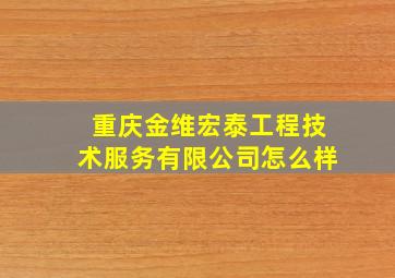 重庆金维宏泰工程技术服务有限公司怎么样