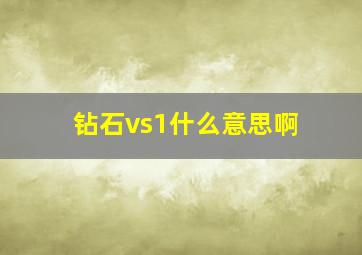 钻石vs1什么意思啊