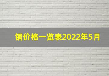 铜价格一览表2022年5月