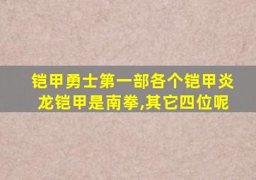 铠甲勇士第一部各个铠甲炎龙铠甲是南拳,其它四位呢