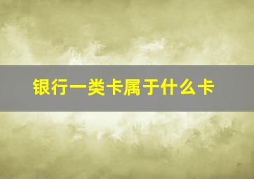 银行一类卡属于什么卡