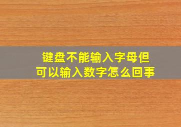 键盘不能输入字母但可以输入数字怎么回事