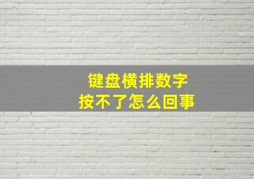 键盘横排数字按不了怎么回事