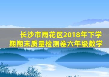 长沙市雨花区2018年下学期期末质量检测卷六年级数学