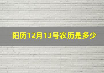 阳历12月13号农历是多少