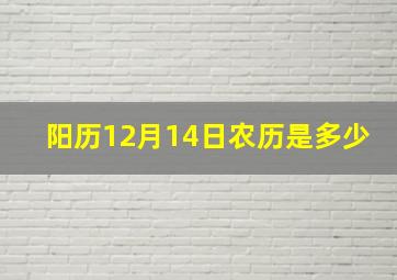 阳历12月14日农历是多少