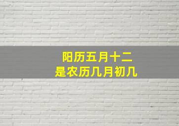 阳历五月十二是农历几月初几