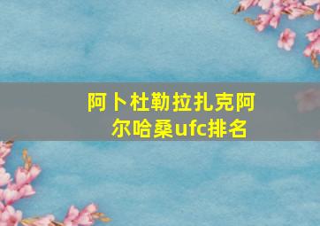 阿卜杜勒拉扎克阿尔哈桑ufc排名