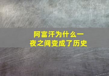 阿富汗为什么一夜之间变成了历史