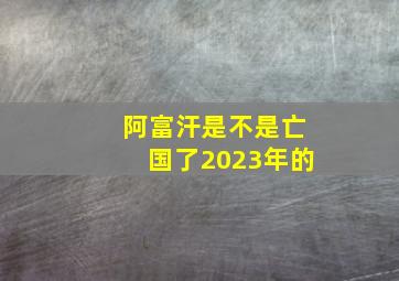 阿富汗是不是亡国了2023年的