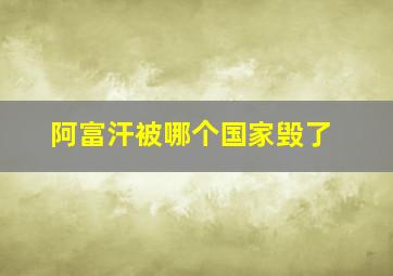 阿富汗被哪个国家毁了