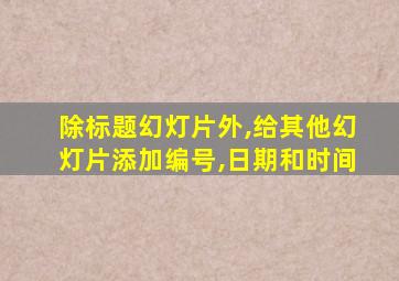 除标题幻灯片外,给其他幻灯片添加编号,日期和时间