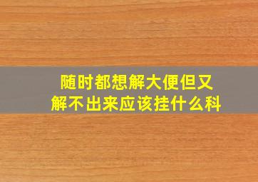 随时都想解大便但又解不出来应该挂什么科