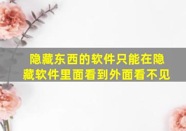 隐藏东西的软件只能在隐藏软件里面看到外面看不见