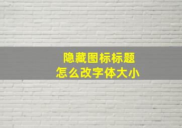 隐藏图标标题怎么改字体大小