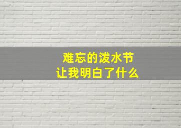 难忘的泼水节让我明白了什么