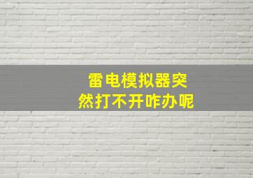 雷电模拟器突然打不开咋办呢