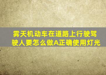 雾天机动车在道路上行驶驾驶人要怎么做A正确使用灯光