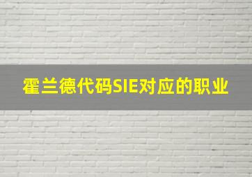 霍兰德代码SIE对应的职业