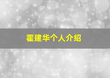 霍建华个人介绍