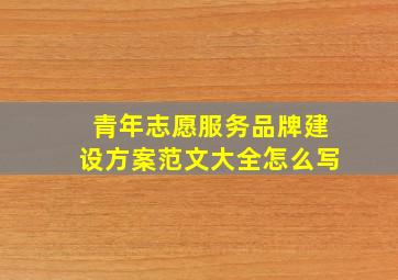 青年志愿服务品牌建设方案范文大全怎么写