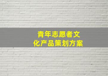 青年志愿者文化产品策划方案