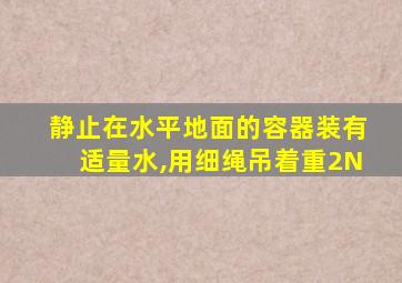 静止在水平地面的容器装有适量水,用细绳吊着重2N