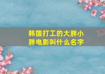 韩国打工的大胖小胖电影叫什么名字