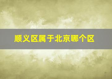 顺义区属于北京哪个区