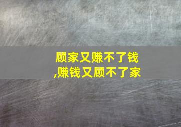 顾家又赚不了钱,赚钱又顾不了家