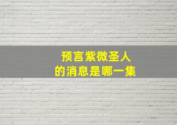 预言紫微圣人的消息是哪一集