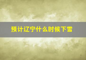 预计辽宁什么时候下雪