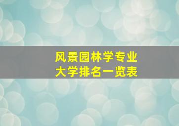 风景园林学专业大学排名一览表