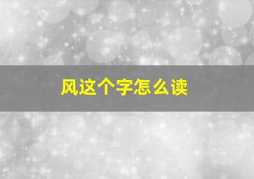 风这个字怎么读