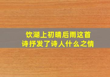 饮湖上初晴后雨这首诗抒发了诗人什么之情