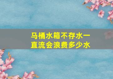 马桶水箱不存水一直流会浪费多少水