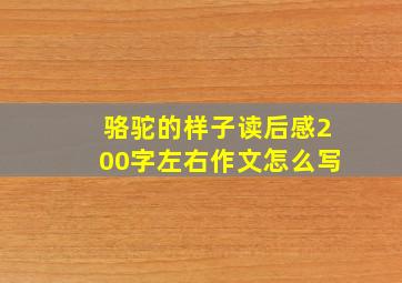 骆驼的样子读后感200字左右作文怎么写