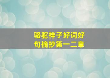 骆驼祥子好词好句摘抄第一二章