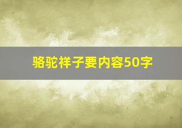 骆驼祥子要内容50字