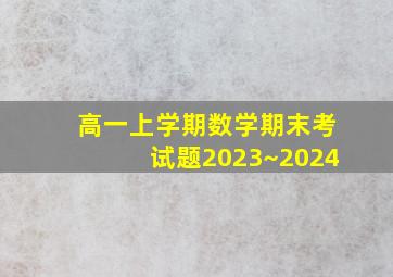 高一上学期数学期末考试题2023~2024