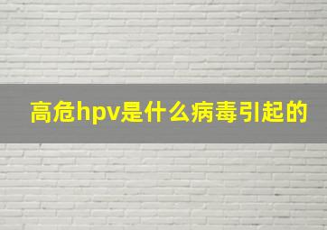 高危hpv是什么病毒引起的