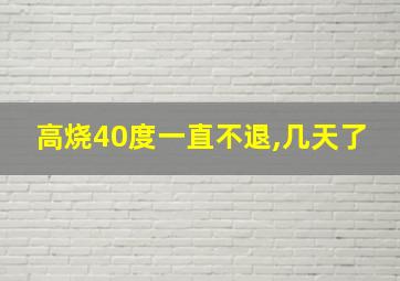 高烧40度一直不退,几天了