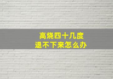 高烧四十几度退不下来怎么办