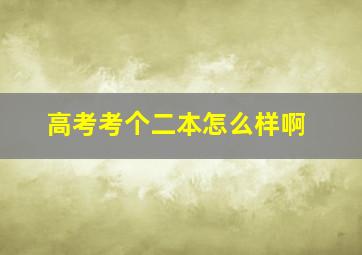 高考考个二本怎么样啊