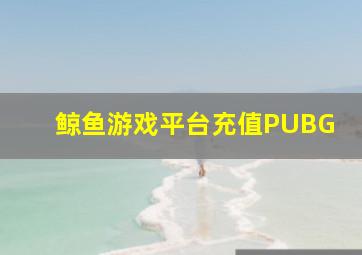 鲸鱼游戏平台充值PUBG