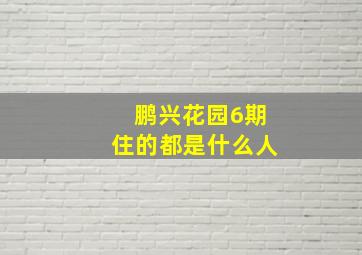 鹏兴花园6期住的都是什么人