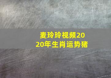 麦玲玲视频2020年生肖运势猪